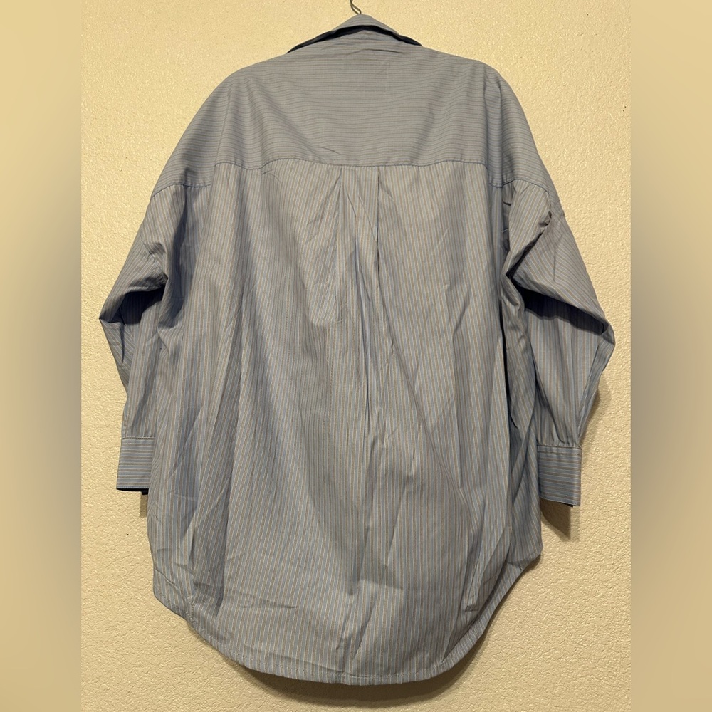 French Connection stripe poplin open front boyfriend shirt - Picture 6 of 6